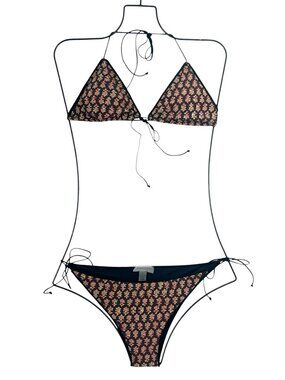 Vanessa Mooney String Bikini Swimsuit Set Black NWOT